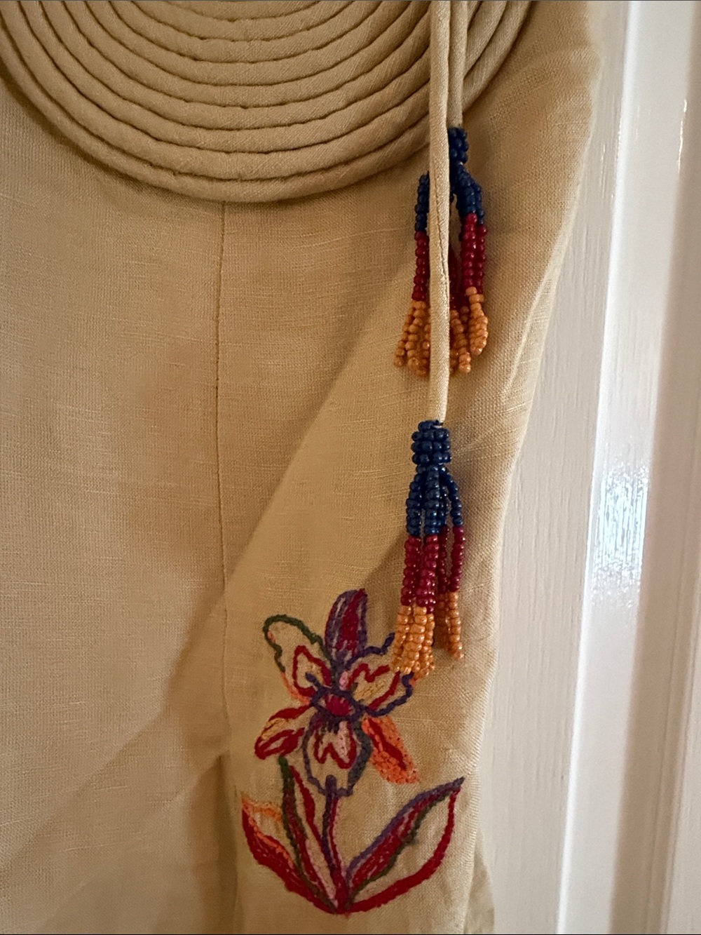 Farm Rio for Anthropologie Embroidered and beaded Tie-Strap Sundress - Sz L - Picture 3 of 7